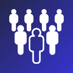 Generic figures on a blue background