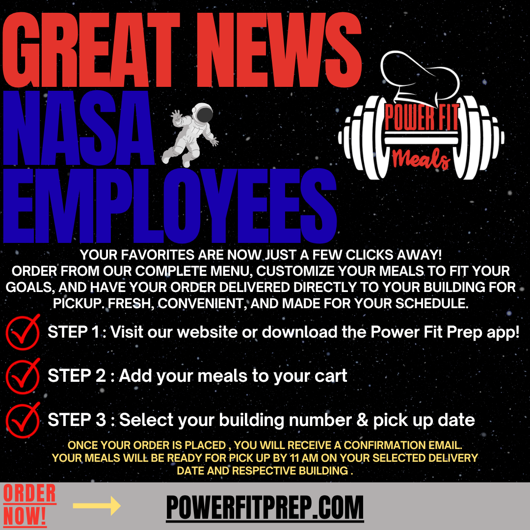 Flyer for Power Fit Meals mobile ordering service.