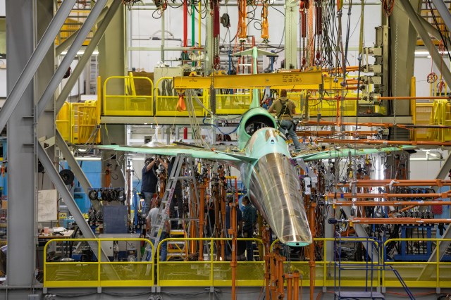 NASA’s X-59 undergoes structural stress tests at a Lockheed Martin facility in Fort Worth, Texas.