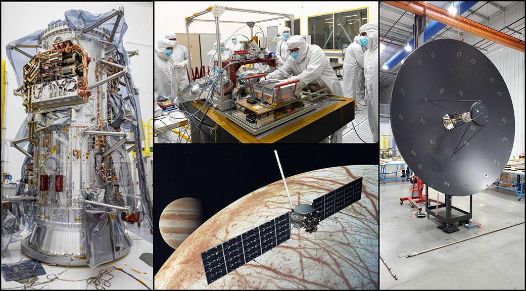 Collage of images from Europa Clipper