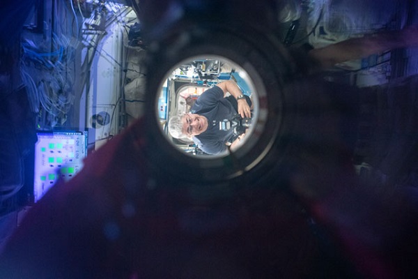 image of astronaut looking through a window