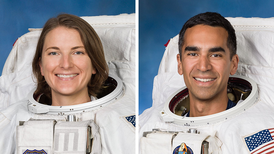 NASA astronauts Kayla Barron and Raja Chari will work outside the space station to prepare it for the next roll-out solar array due to be delivered soon.