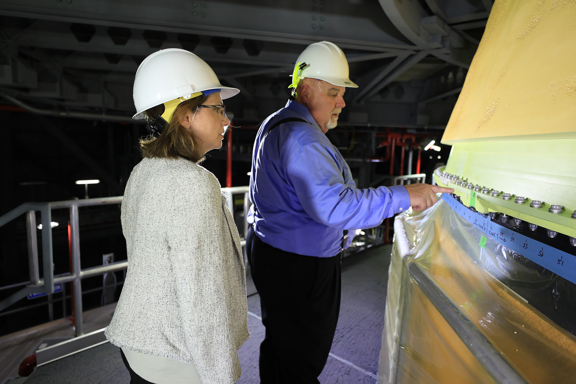 Space Launch System (SLS) Program Manager John Honeycutt and Orion Program Manager Catherine Koerner.