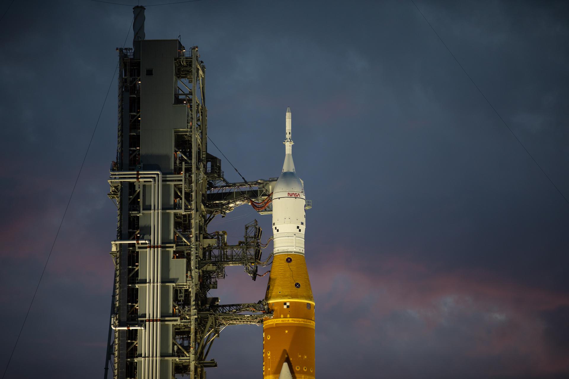 Orion spacecraft on top of Space Launch System.