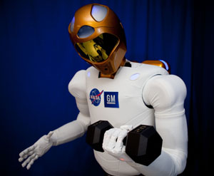 Robonaut lifting a dumbbell