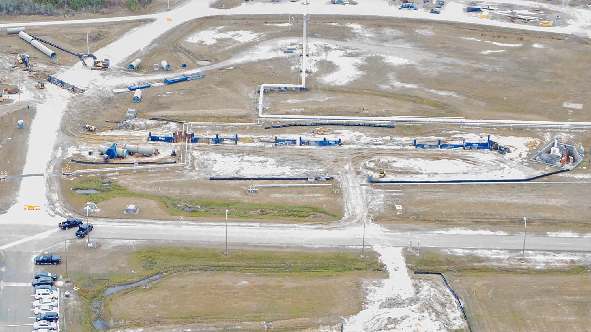 A drone captures high quality images of an ongoing project to replace high-pressure water lines in the A Test Complex at Stennis Space Center
