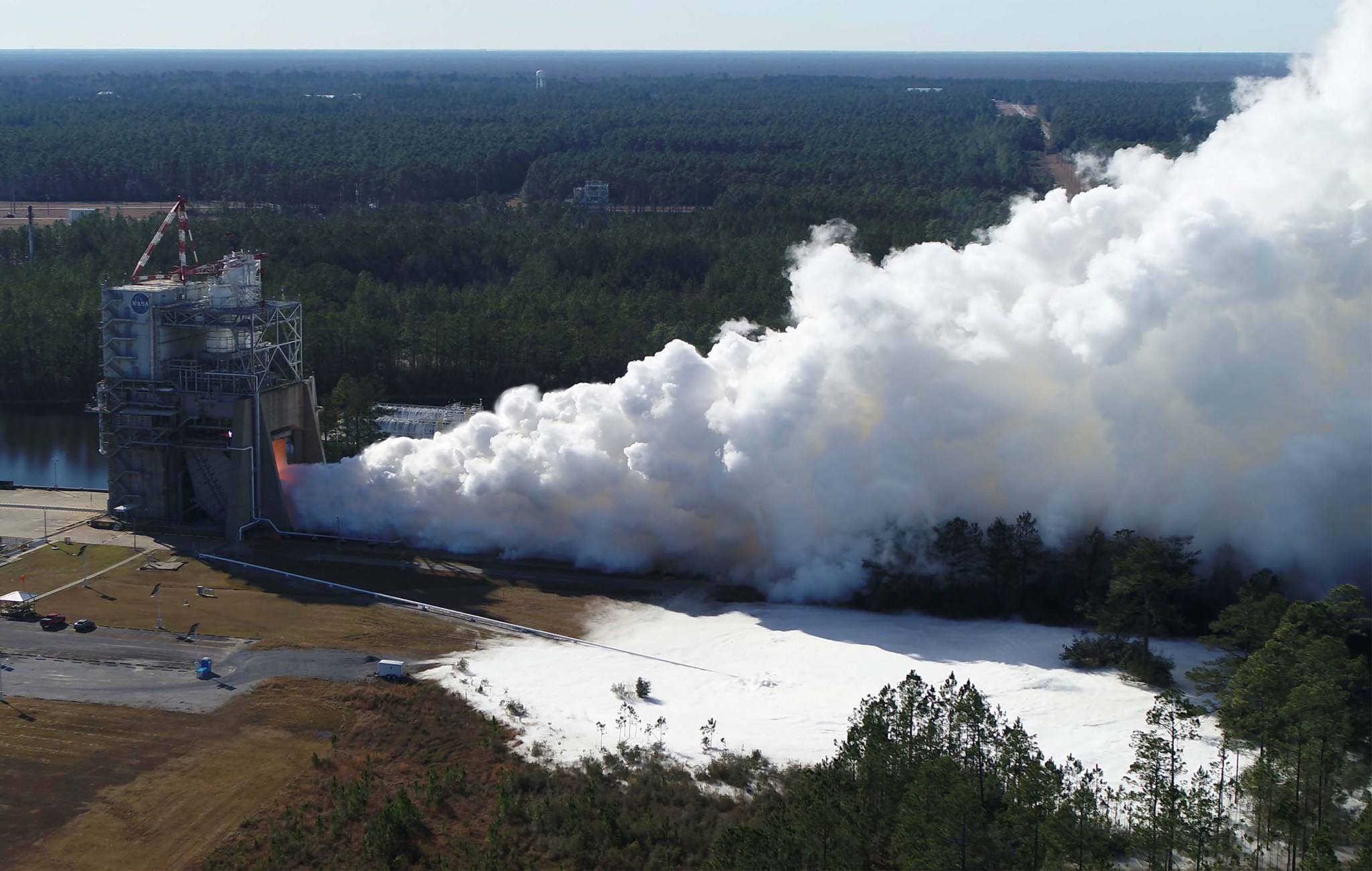 A Stennis Space Center drone captures high quality images and live stream video of an RS-25 test event 