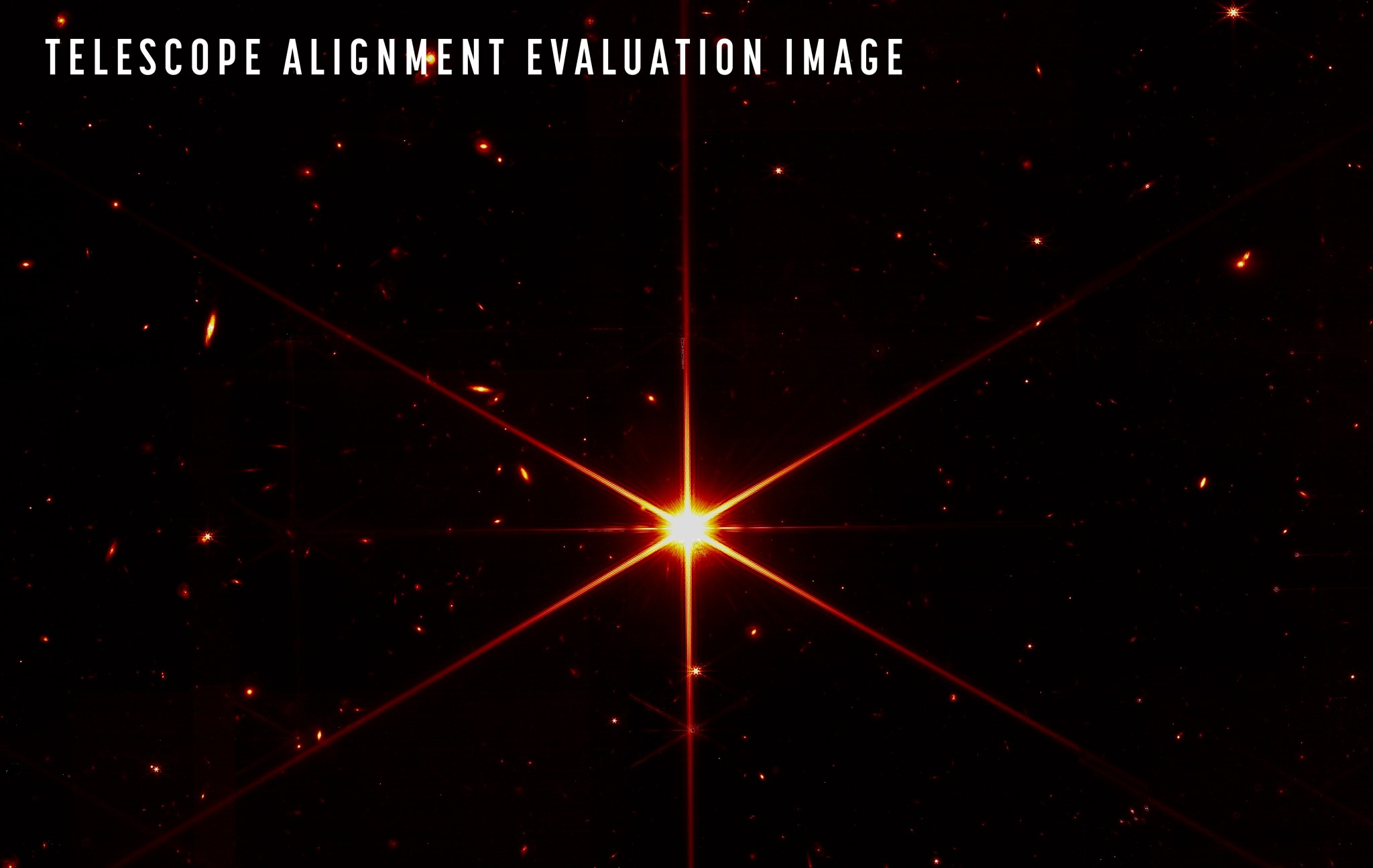 While the purpose of this image was to focus on the bright star at the center for alignment evaluation, Webb's optics and NIRCam are so sensitive that the galaxies and stars seen in the background show up.