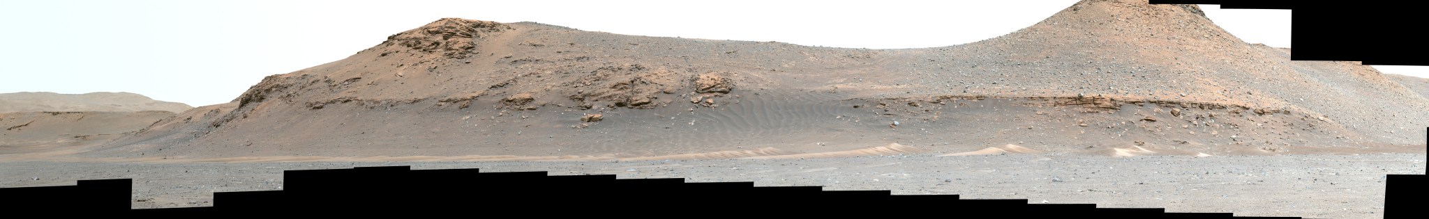 The expanse of Jezero Crater’s river delta is shown in this panorama of 64 stitched-together images taken by the Mastcam-Z system on NASA’s Perseverance Mars rover on April 11, 2022, the 406th Martian day, or sol, of the mission.