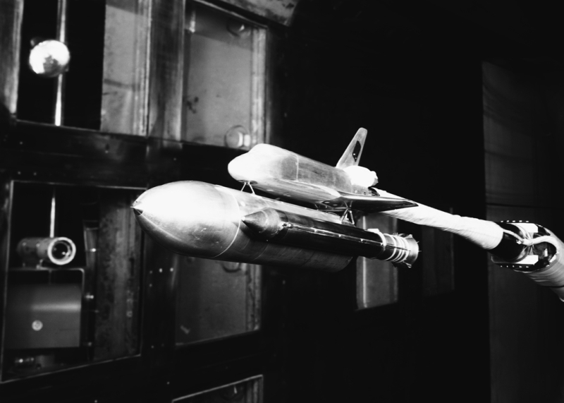 Years prior to the first flight of NASA’s Space Shuttle in 1981, models of it were tested in the 8-Foot Transonic Pressure Tunnel, like this one from 1976.