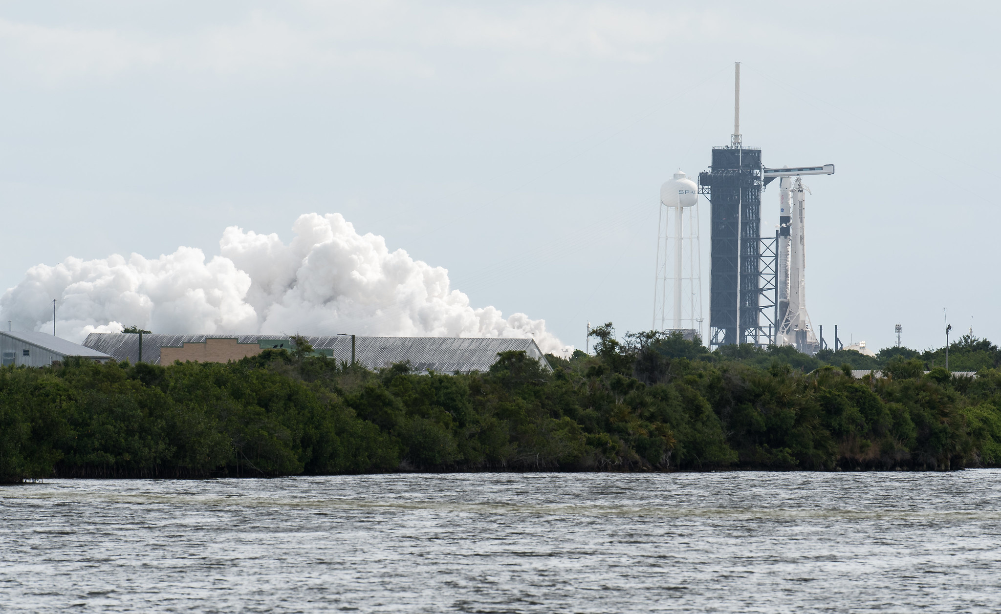 A SpaceX Falcon 9 rocket with the company's Crew Dragon spacecraft onboard is seen on the launch pad at Launch Complex 39A during a brief static fire test ahead of NASA’s SpaceX Crew-4 mission, Wednesday, April 20, 2022, at NASA’s Kennedy Space Center in Florida. NASA’s SpaceX Crew-4 mission is the fourth crew rotation mission of the SpaceX Crew Dragon spacecraft and Falcon 9 rocket to the International Space Station as part of the agency’s Commercial Crew Program. NASA astronauts Kjell Lindgren, Robert Hines, Jessica Watkins, and ESA (European Space Agency) astronaut Samantha Cristoforetti are scheduled to launch on April 23 at 5:26 a.m. EDT, from Launch Complex 39A at the Kennedy Space Center.