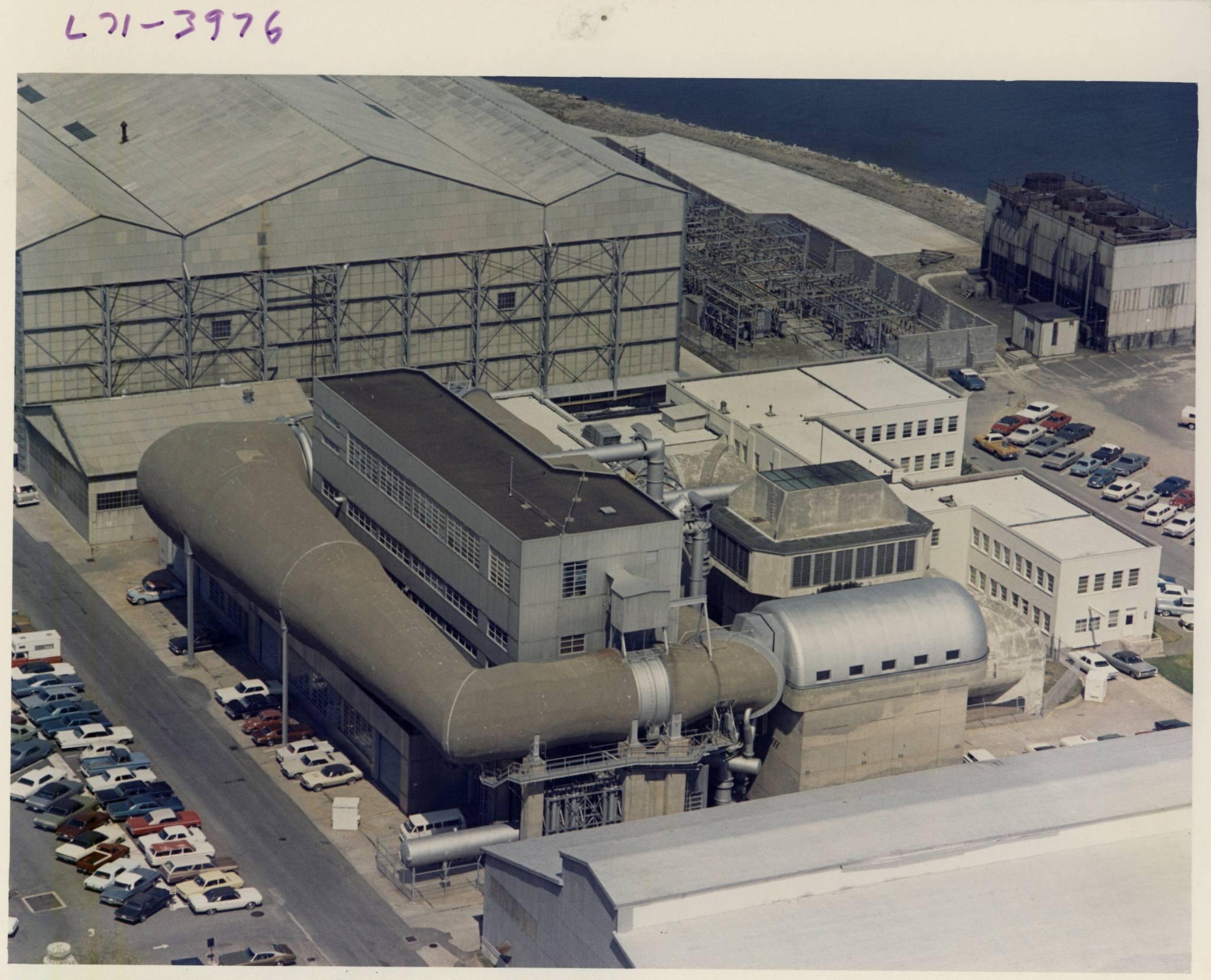 In this aerial view of Building 640 taken in 1971, the TPT can be seen in the foreground.