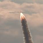 Rocket launches into the sky