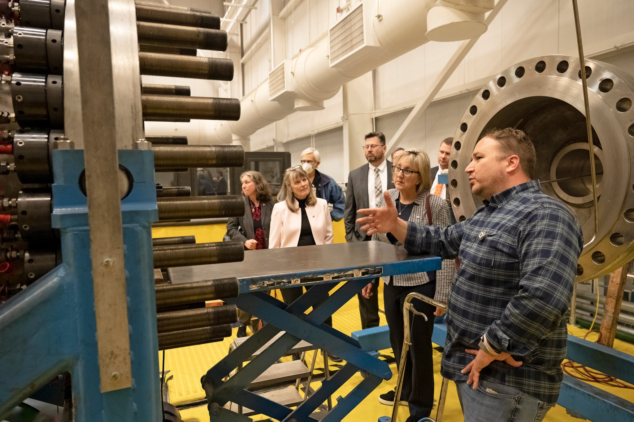 Michael Schoenfeld, Nuclear Systems Team lead in the Propulsion Technology Development Branch, gives a presentation to tour members. 
