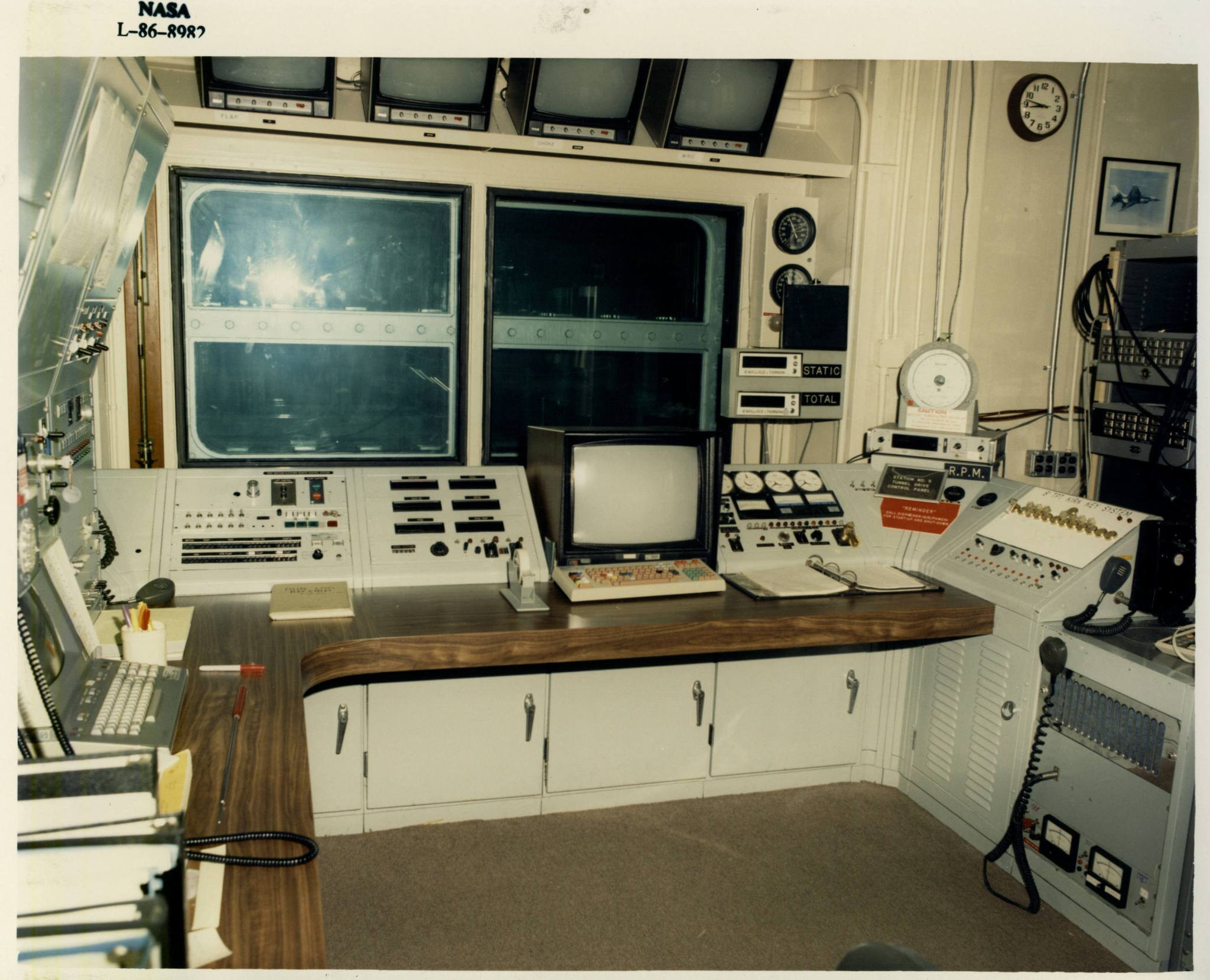 The 8-Foot High-Speed Tunnel’s control room configuration in 1986.