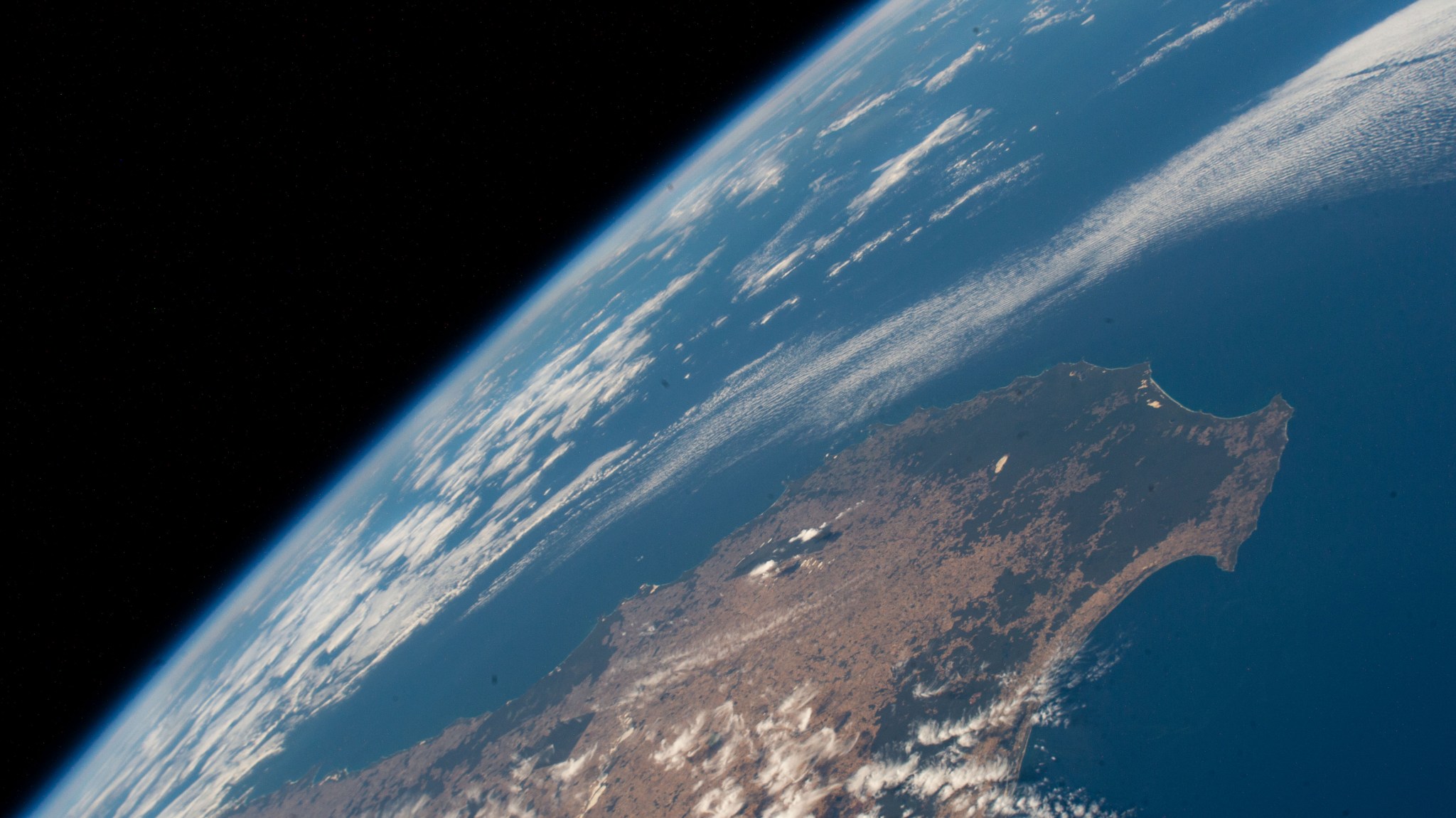 The southwest coast of Australia is pictured from the International Space Station as it orbits 263 miles above the Indian Ocean