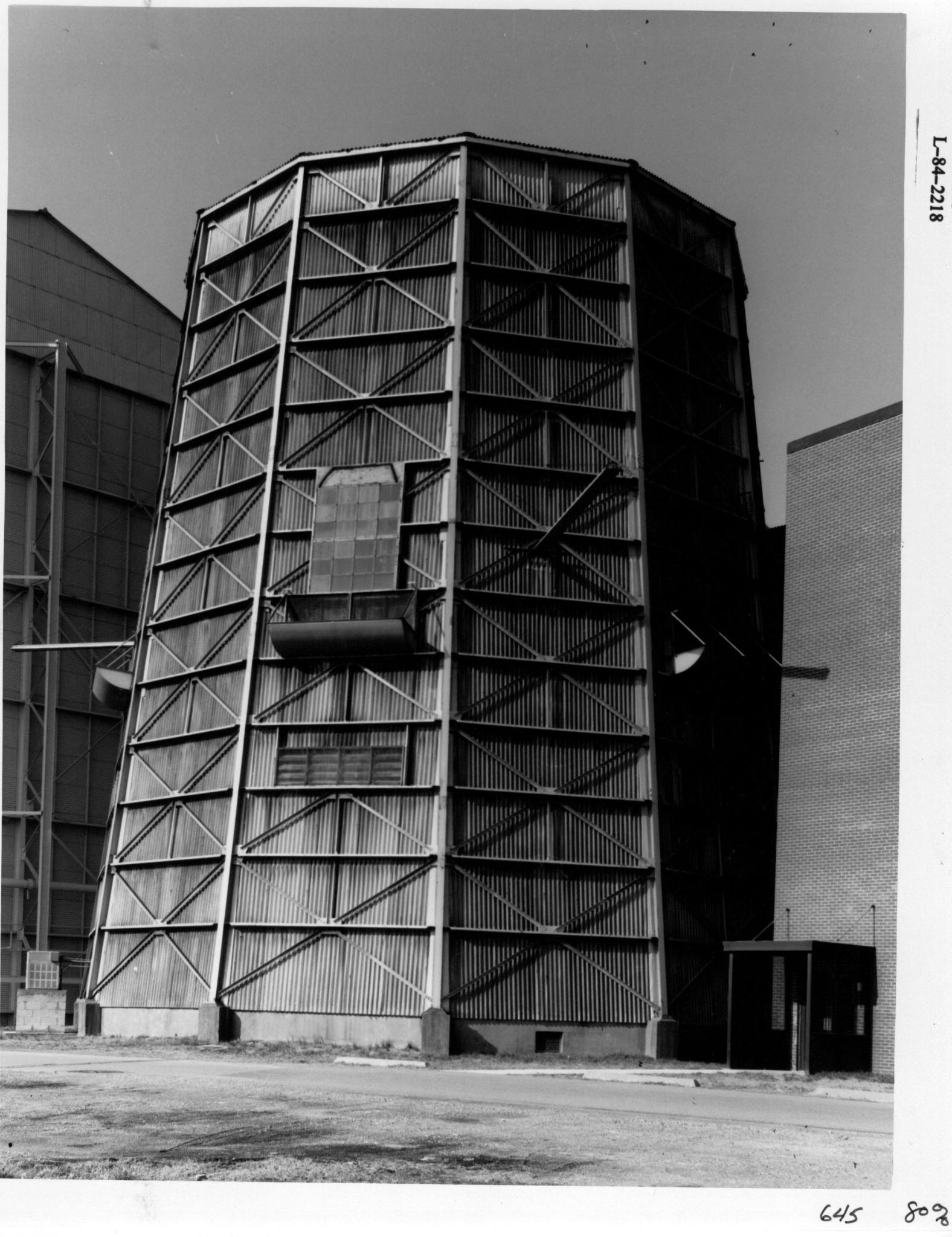 Exterior view of Building 645; 1984.