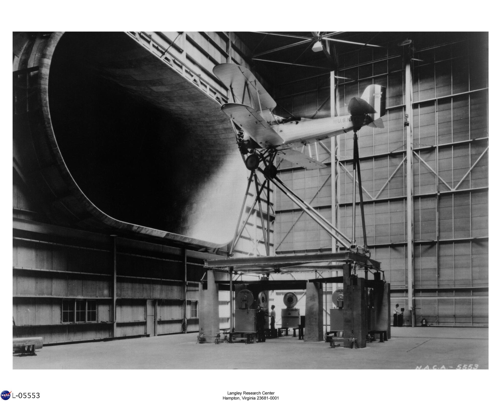 The first full-scale aircraft tested in the Full-Scale Tunnel was a Navy Vought O3U-1 Corsair II undergoing a drag cleanup study in May of 1931. 