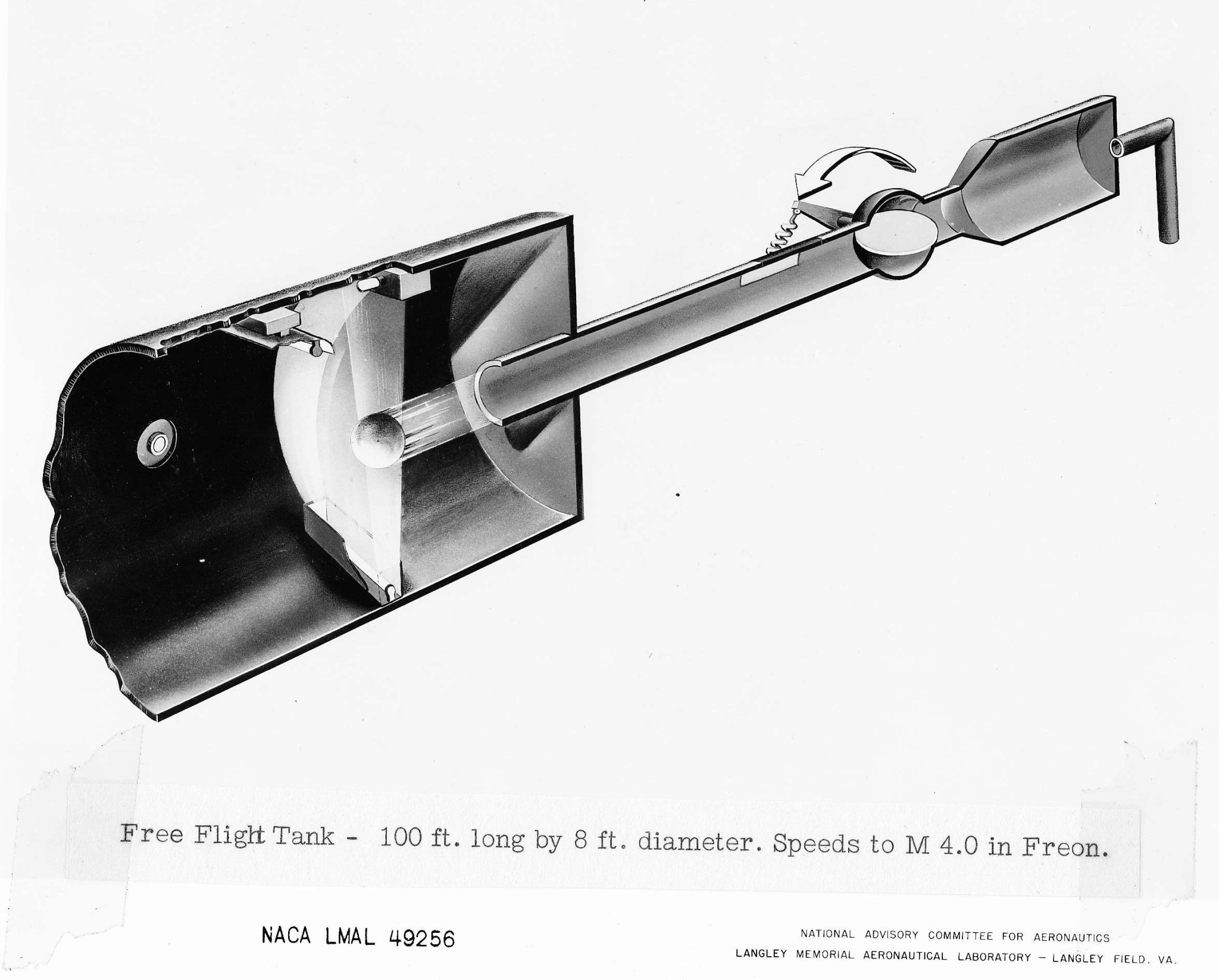 A diagram of the Free Flight Tank. The date of this diagram is unknown.