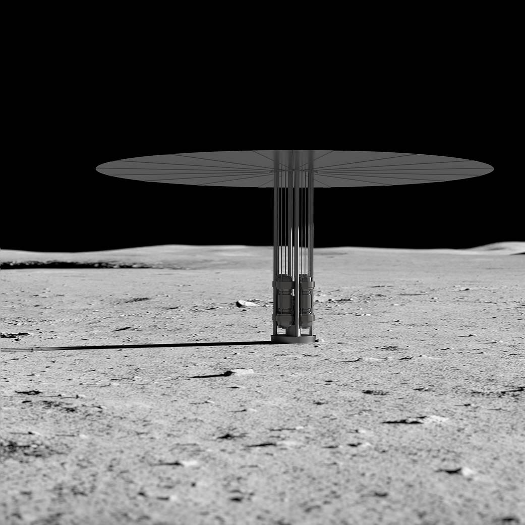 Artist's concept of a fission power system on the lunar surface. 