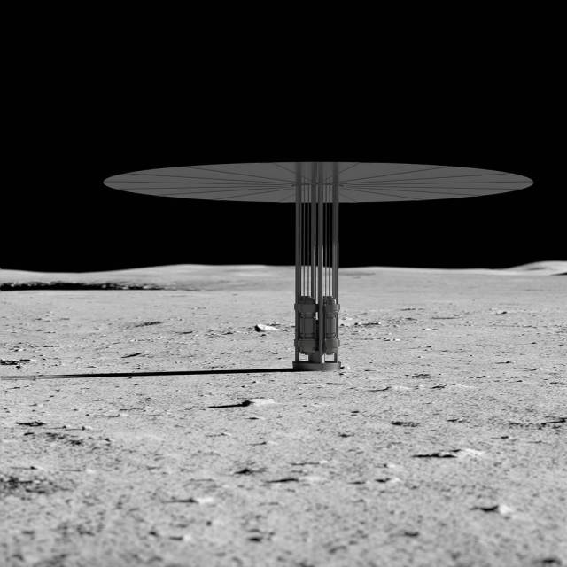 Artist's concept of a fission power system on the lunar surface.