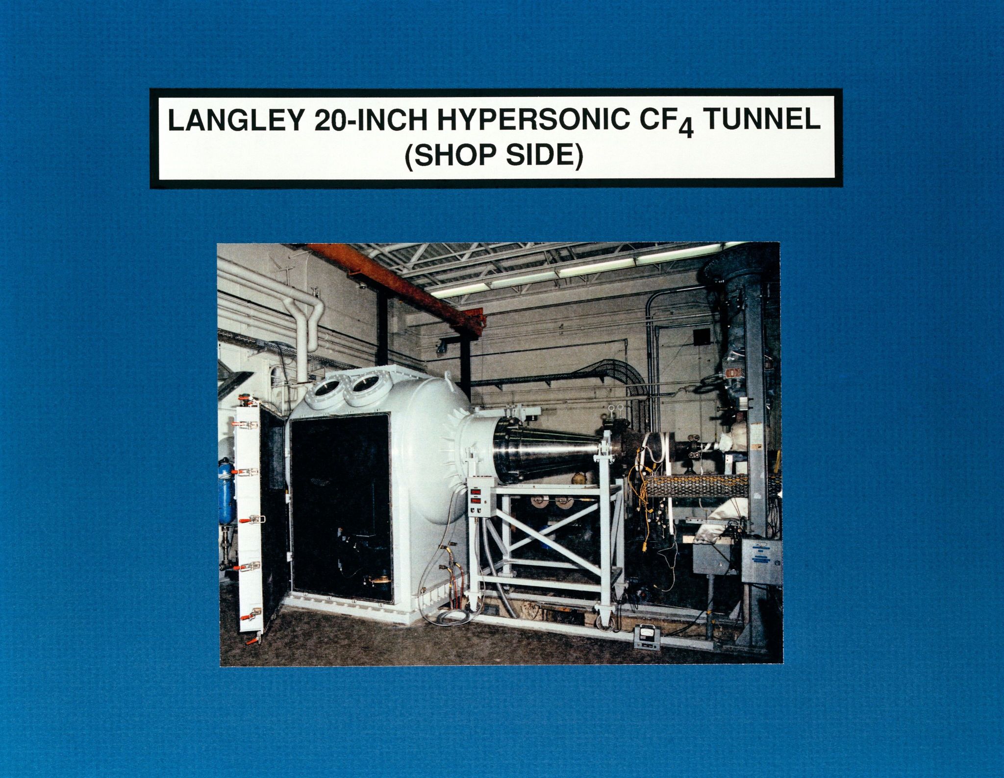 An image of the Langley 20-inch hypersonic CF4 tunnel (shop side). 