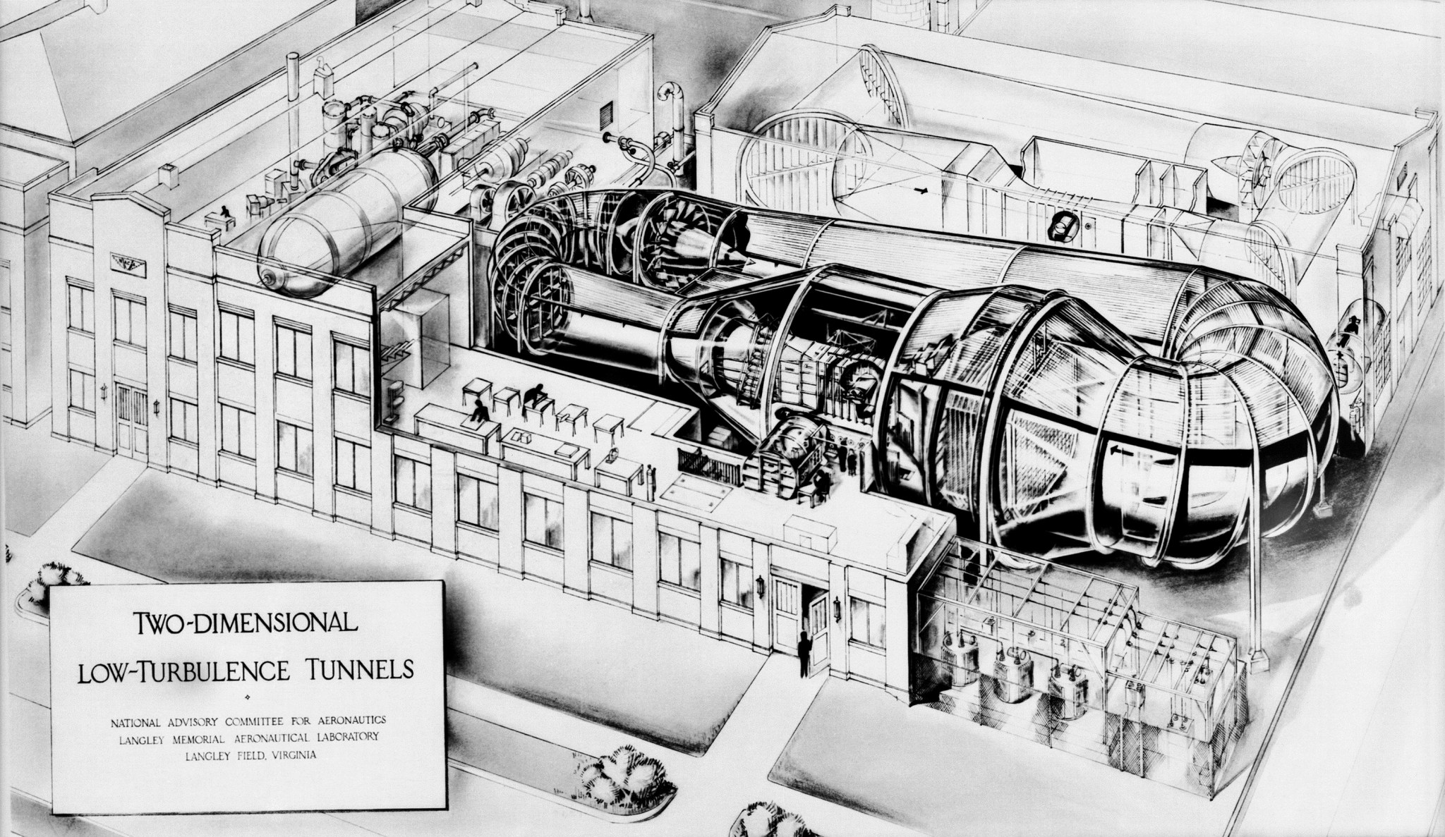 Phantom Drawing of Low Turbulence Pressure Tunnel Complex. Date unknown.