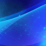 An abstract graphic depicting quantum communications with blue waves.