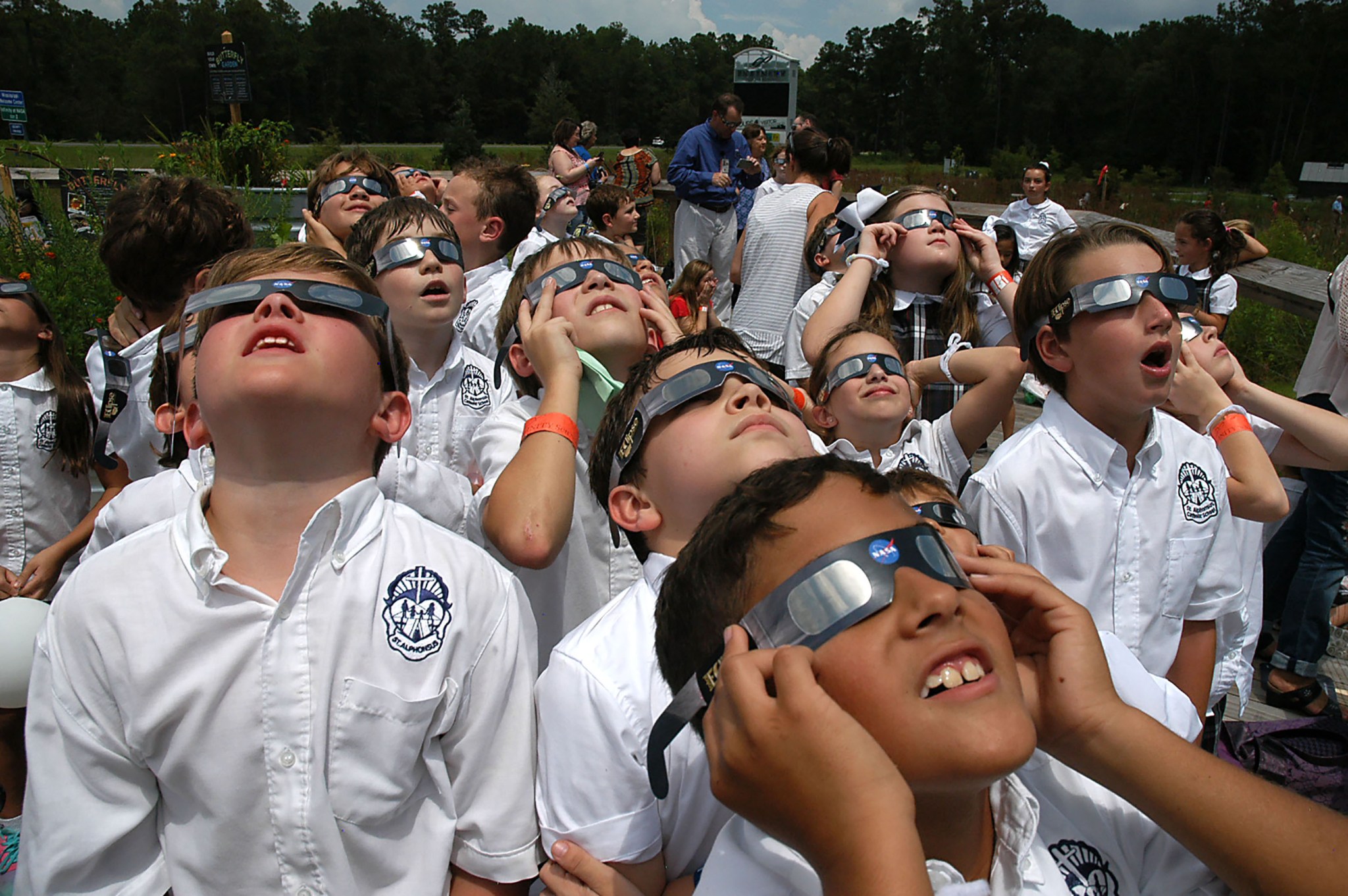 Mississippi students view a solar eclipse during their visit to INFINITY Science Center in August 2017.