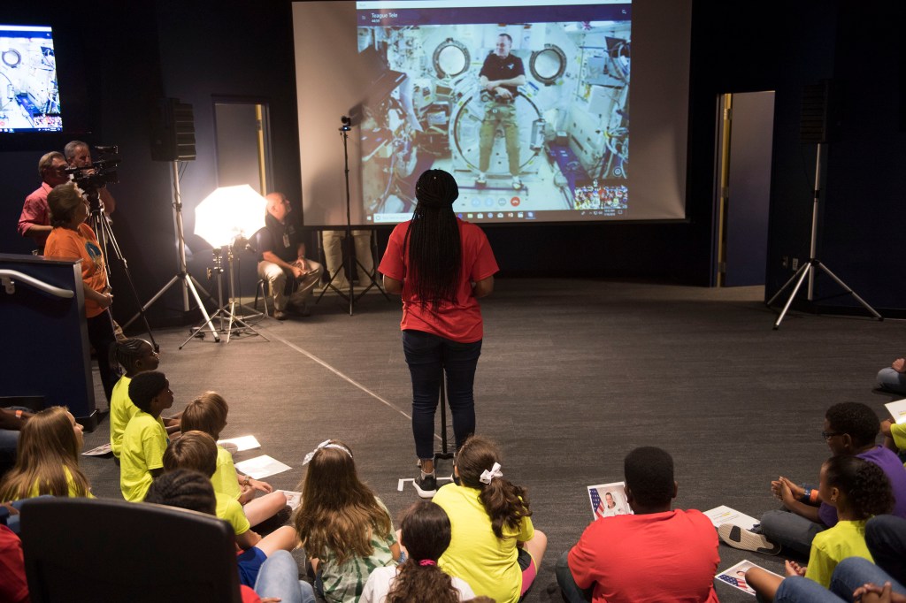 NASA Astro Camp participants at INFINITY Science Center take part in an “out of this world” experience speaking live with astronaut Ricky Arnold aboard the International Space Station.