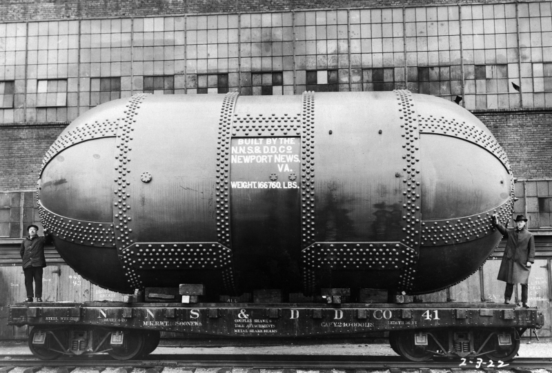 This is a photo of the Variable Density Tunnel balance ring as seen before assembly in the tunnel in November 1922. The VDT balance, as described by Elton Miller in NACA technical report 227, "… consists essentially in a structural aluminum ring which encircles the experiment section, two lever balances for measuring lift, and a third lever balance for measuring drag."