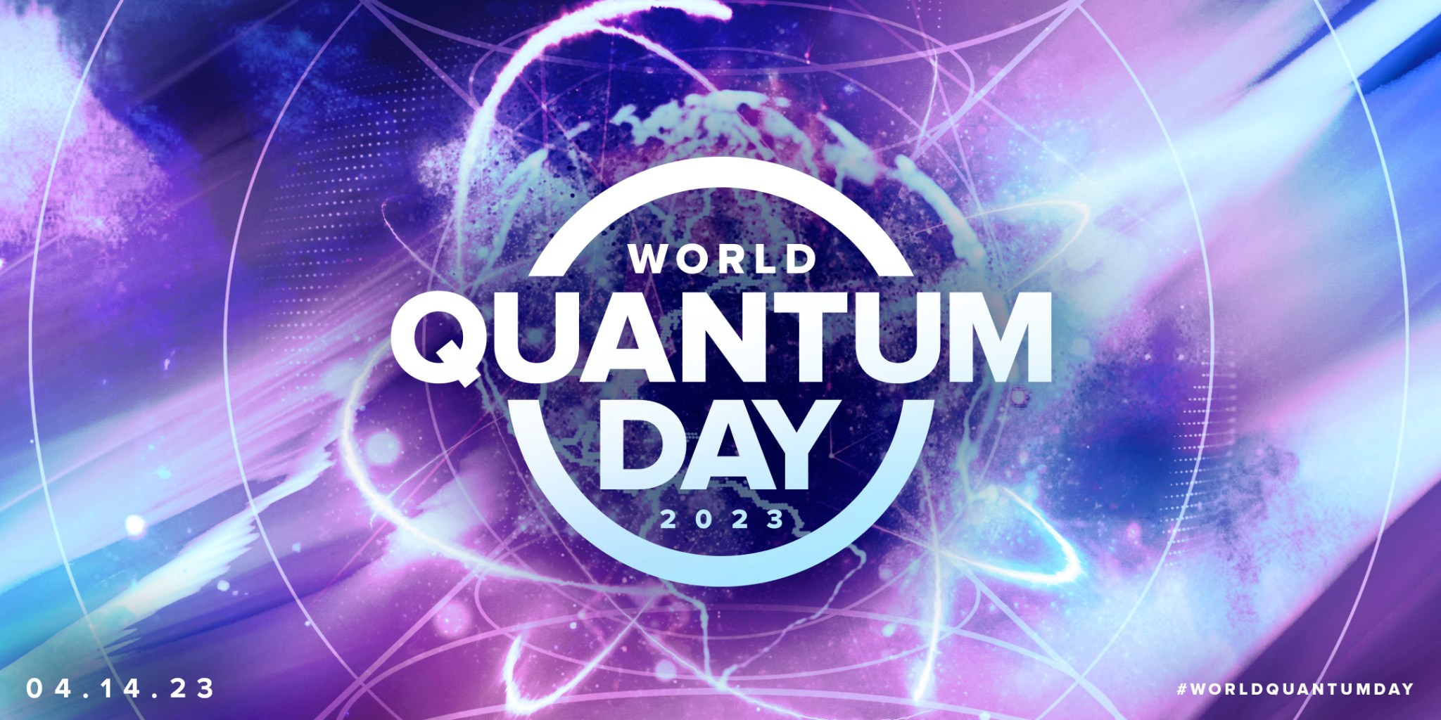 A purple graphic with text that reads: "World Quantum Day 2023"