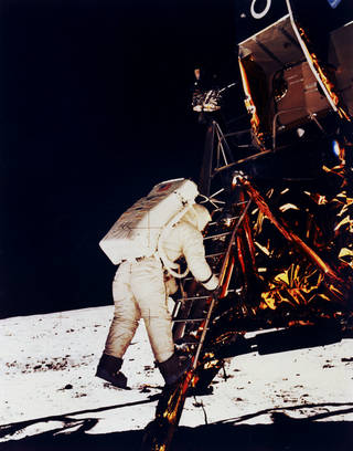 Aldrin followed Neil Armstrong onto the lunar surface on July 20, 1969, completing a 2-hour and 15 minute lunar EVA.