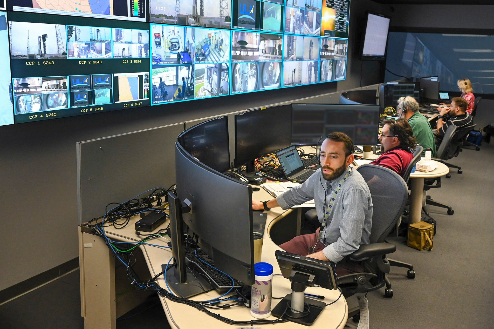 NASA’s Commercial Crew Program launch vehicle on-console mission support team in the Huntsville Operations Support Center.