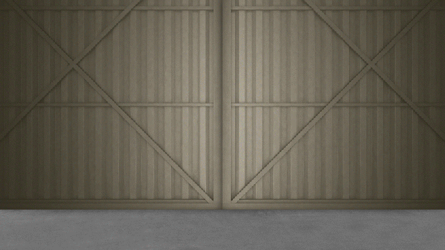 An animated gif of an artist illustration of the X-59 inside a hangar with the new Quesst mark above it.