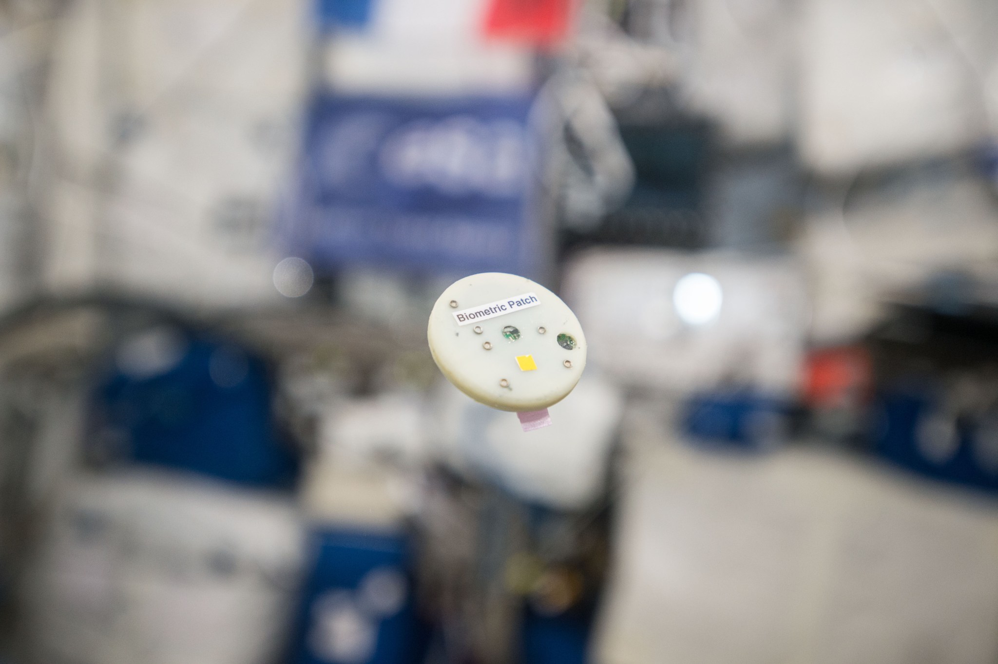 image of the biometric patch floating in the laboratory