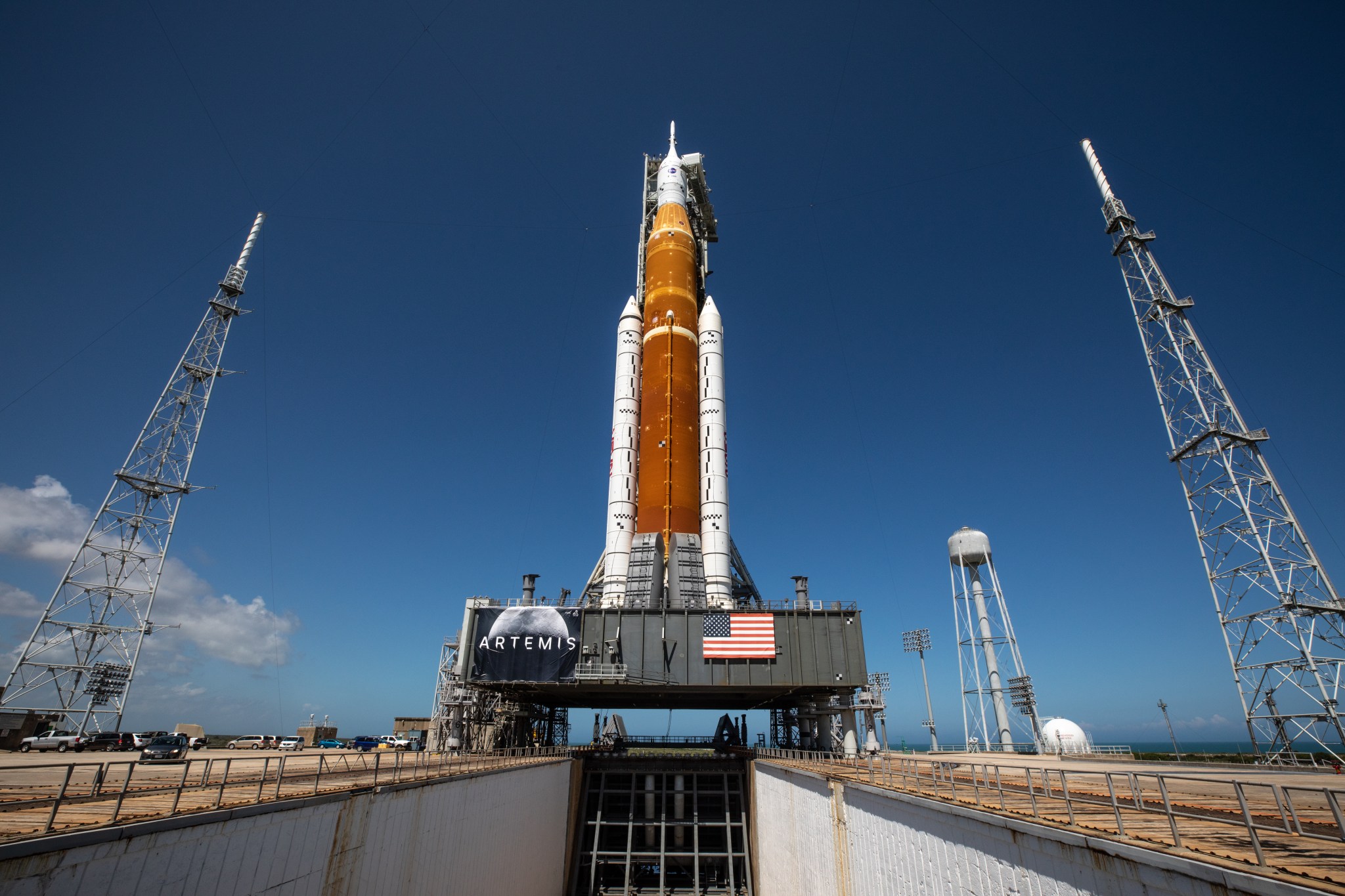 NASA's SLS and Orion at Launch Complex 39B