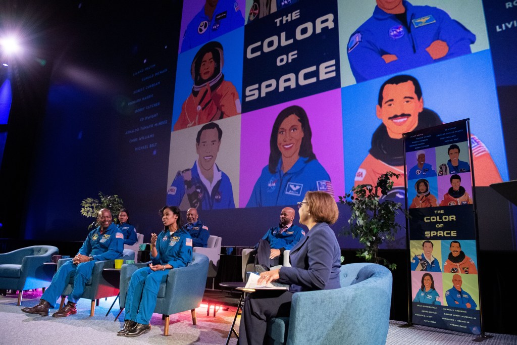 Current and former Black astronauts spoke with JSC Director Vanessa Wyche in front of an audience of students at The Color of Space, an event held at Space Center Houston on March 22, 2022.