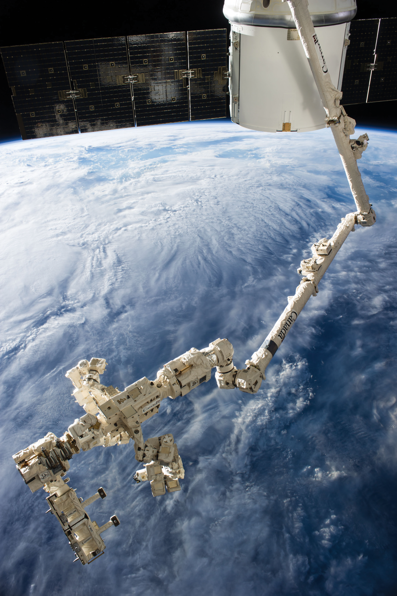 image of a robotics system on the exterior of the space station