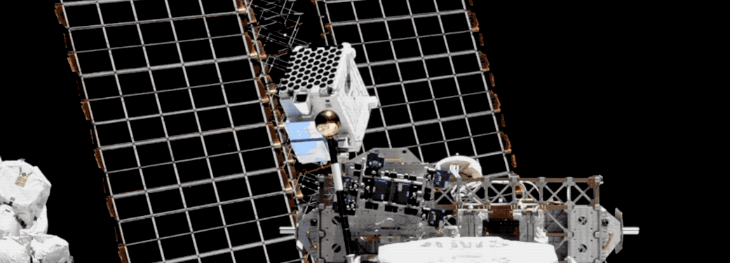 moving image of the NICER facility on the space station