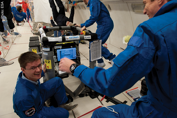 image of researchers conducting science in a parabolic flight