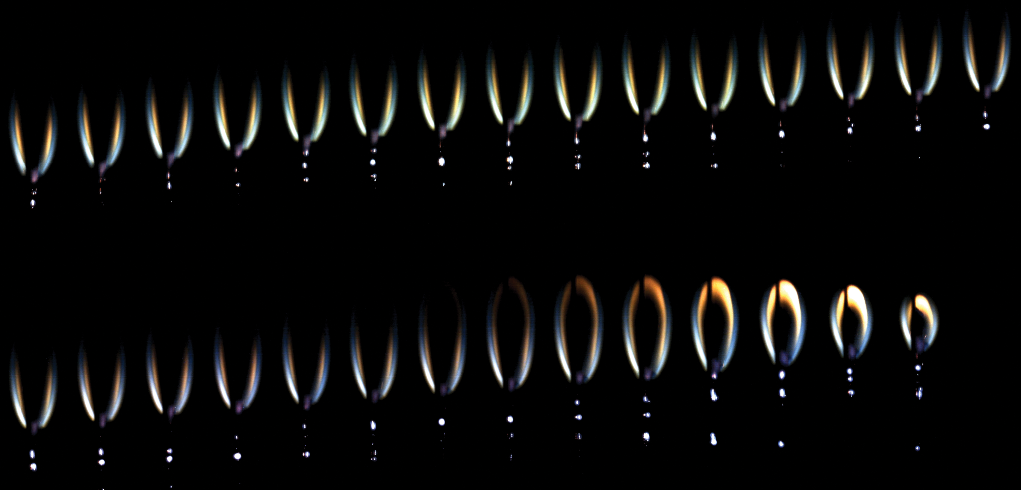 image showing different flames formed during the experiment