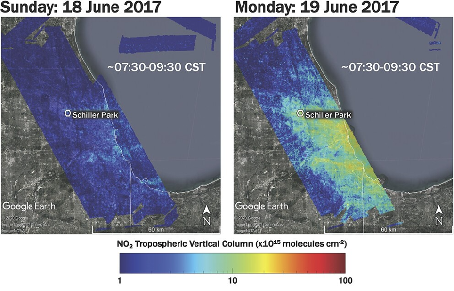 scientific visualization of ozone along Lake Michigan