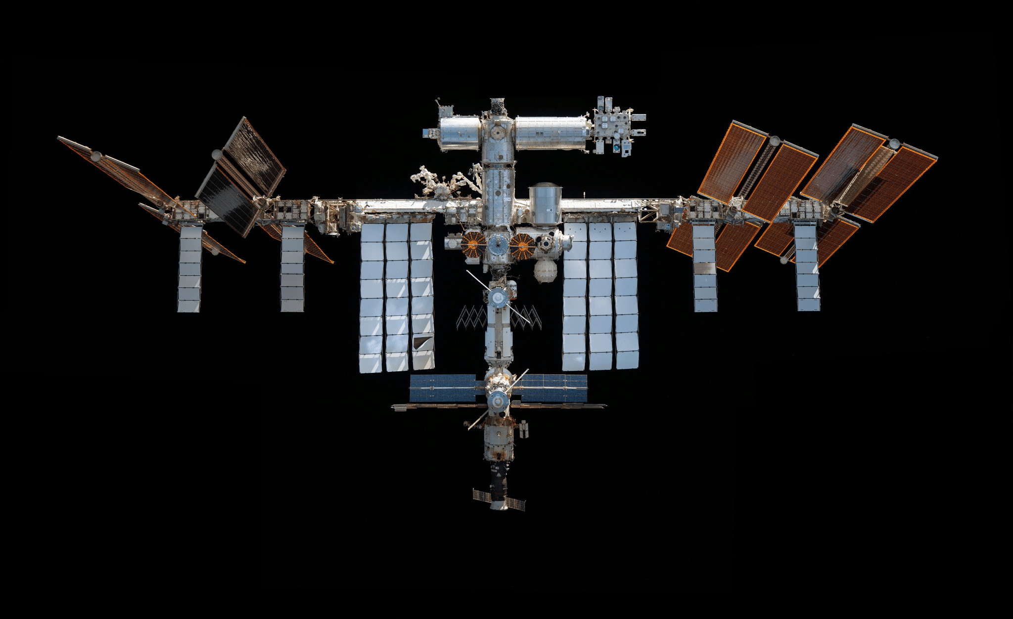 image of the entire space station with a black backdrop
