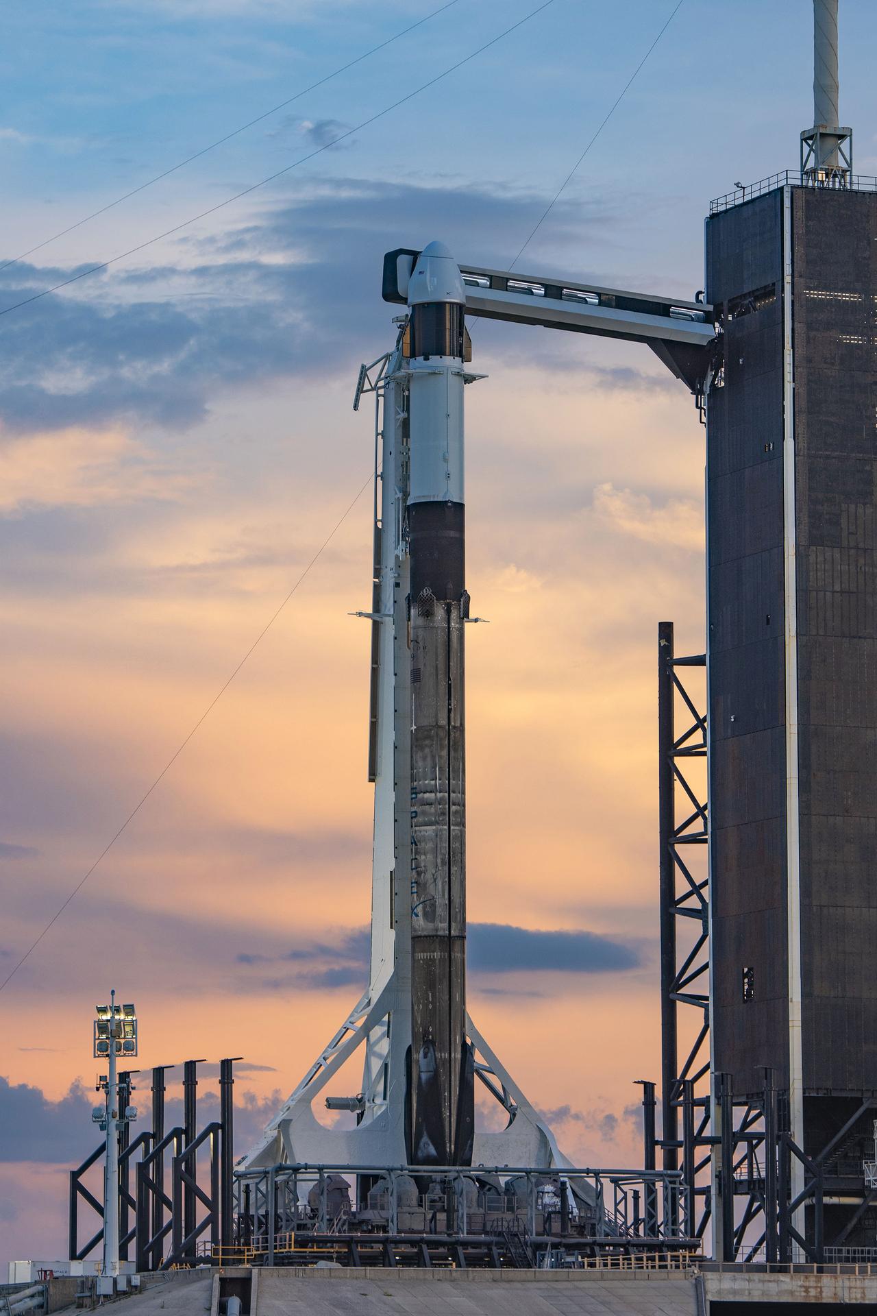 SpaceX's Falcon 9 rocket and crago Dragon spacecraft at Kennedy Space Center's Launch Complex 39A ahead of the company's 25th resupply services mission to the International Space Station.