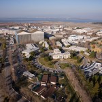 Aerial view of the buildings that make up the Ames Research Center (ARC) campus