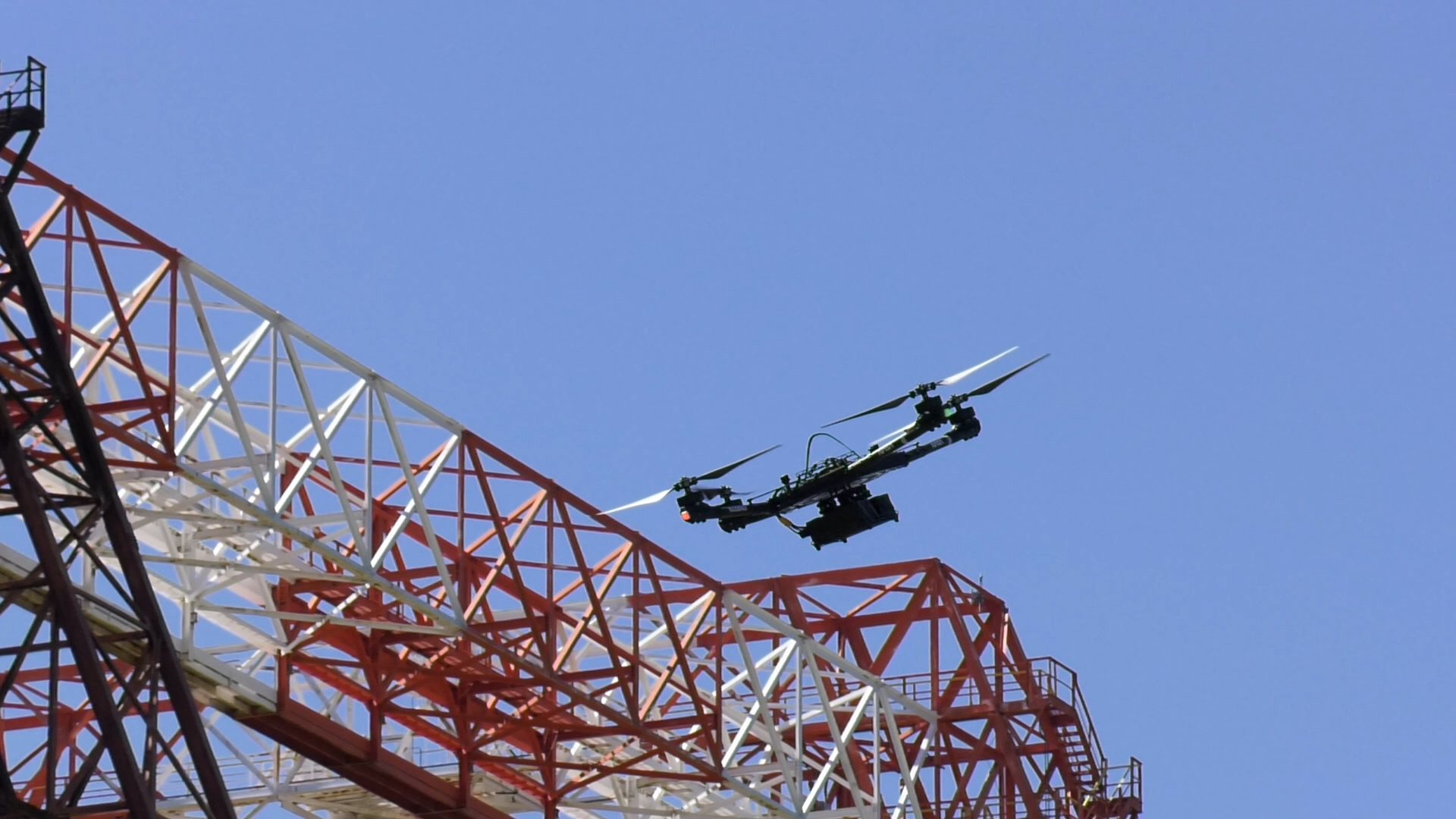 A NASA Alta-X drone operated by NASA researchers flies over NASA Langley?s City Environment Range Testing for Autonomous Integrated Navigation (CERTAIN)