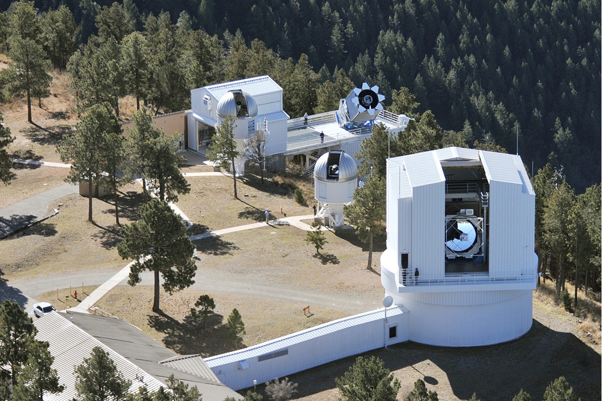 One of the NASA laser stations that will be used to range with Lunar Pathfinder is located at the Apache Point Observatory in New Mexico. The Apache Point station (pictured here) routinely ranges to the retroreflectors on the lunar surface with millimeter-level precision.
