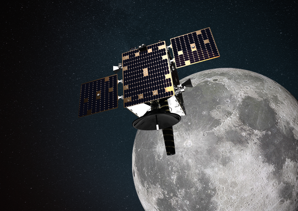 Lunar Pathfinder satellite orbiting thev Moon