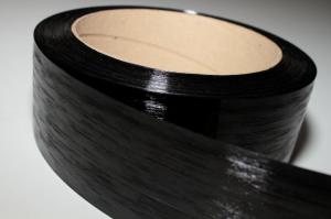 Close up image of a roll of thermoplastic composite material.